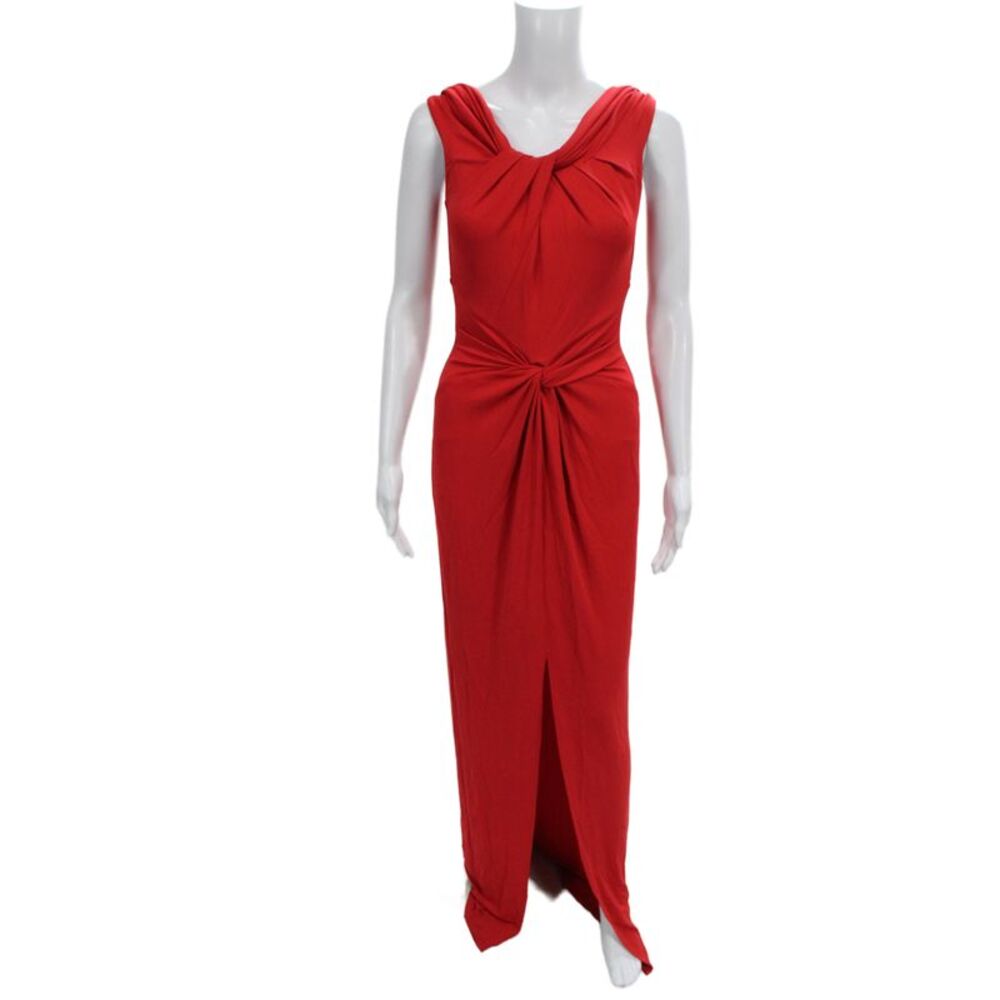 Michael Kors Women Maxi Dress Red V-Neck Sleeveless Rayon Midcalf Size 4